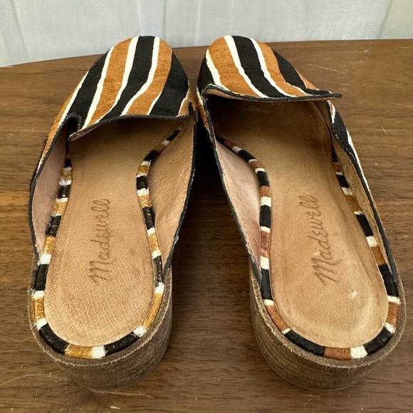 Madewell Willa Calf Hair Tan & Black Striped Loafer Mule Womens Size 6.5 - Picture 4 of 8